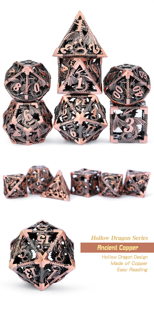 Dice DAD: Poly 7 Set Metal Hollow Dragon