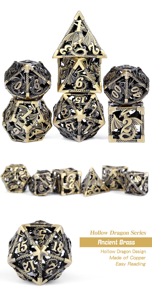Dice DAD: Poly 7 Set Metal Hollow Dragon