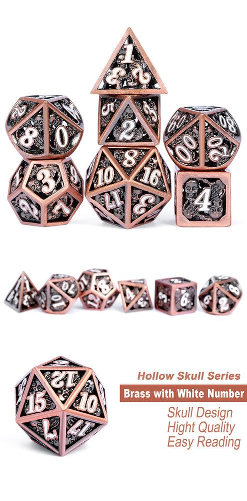 Dice DAD: Poly 7 Set Metal Hollow Skull