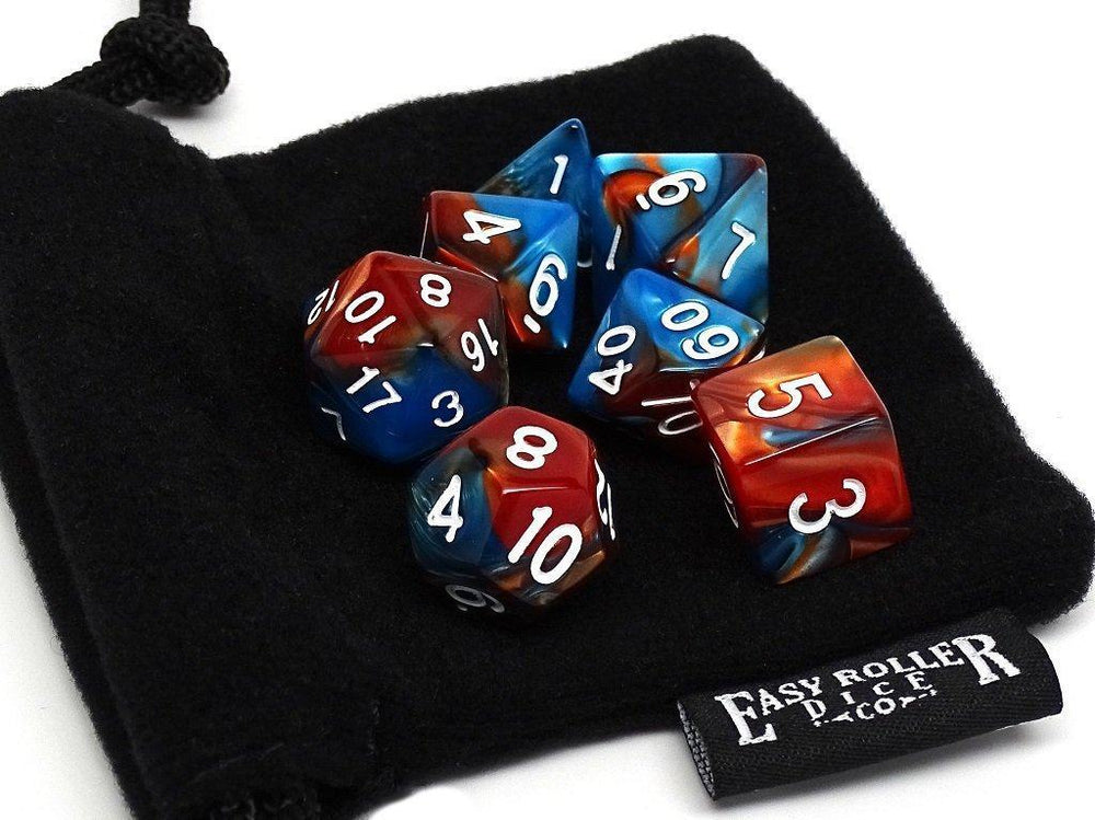Dice Easy Roller: Poly 7 Set Granite w/Bag