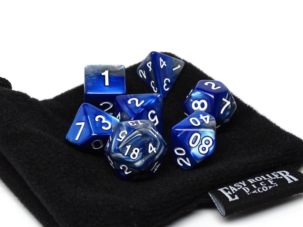 Dice Easy Roller: Poly 7 Set Granite w/Bag