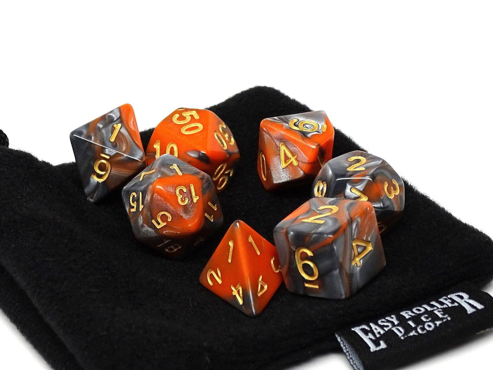 Dice Easy Roller: Poly 7 Set Granite w/Bag
