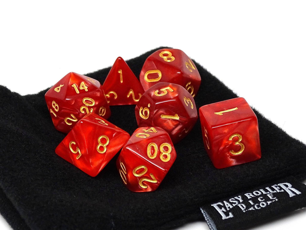 Dice Easy Roller: Poly 7 Set Marble w/Bag