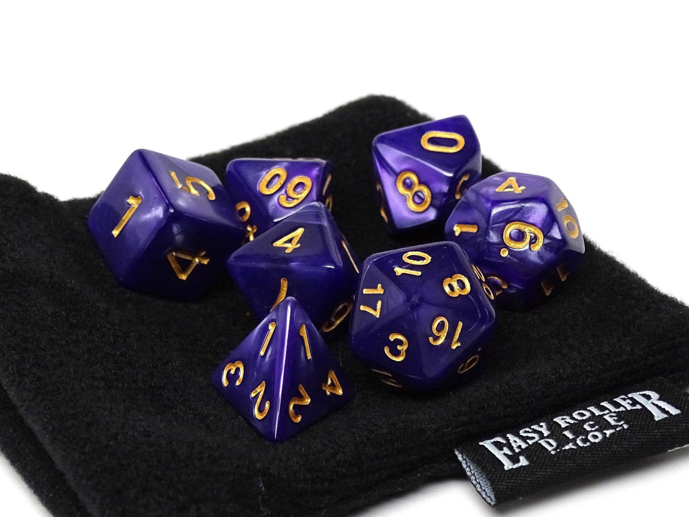 Dice Easy Roller: Poly 7 Set Granite w/Bag