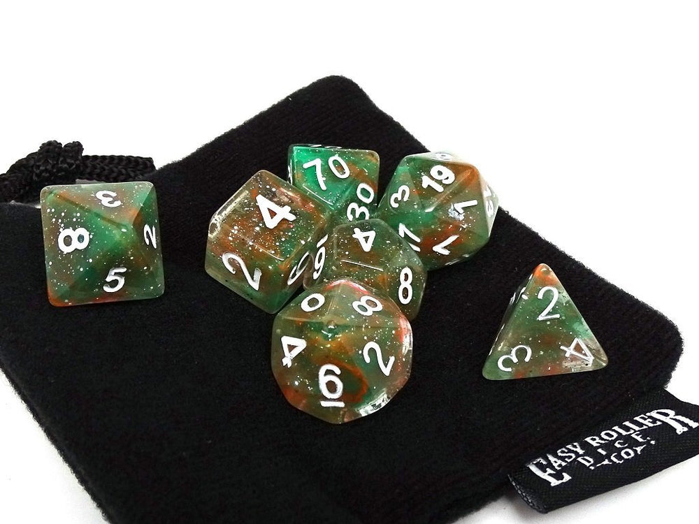 Dice Easy Roller: Poly 7 Set Sparkle w/Bag
