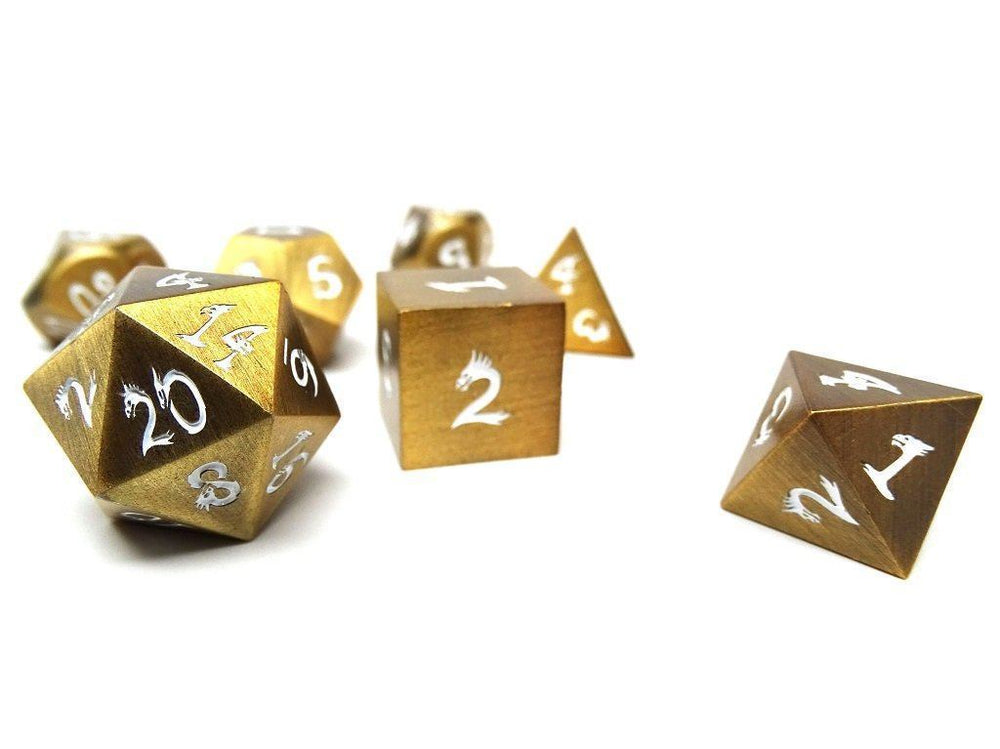 Dice Easy Roller: Poly 7 Set Metal Dice of Ancient Dragons
