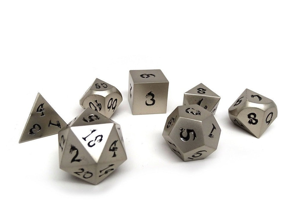 Dice Easy Roller: Poly 7 Set Metal Dice of Ancient Dragons