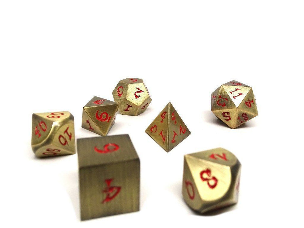 Dice Easy Roller: Poly 7 Set Metal Dice of Ancient Dragons