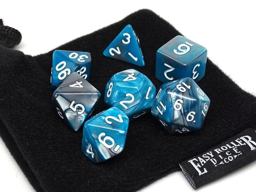 Dice Easy Roller: Poly 7 Set Granite w/Bag