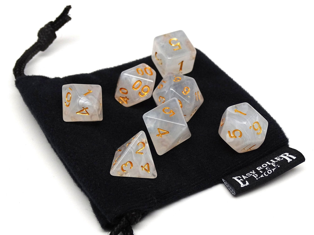 Dice Easy Roller: Poly 7 Set Ivory w/Bag