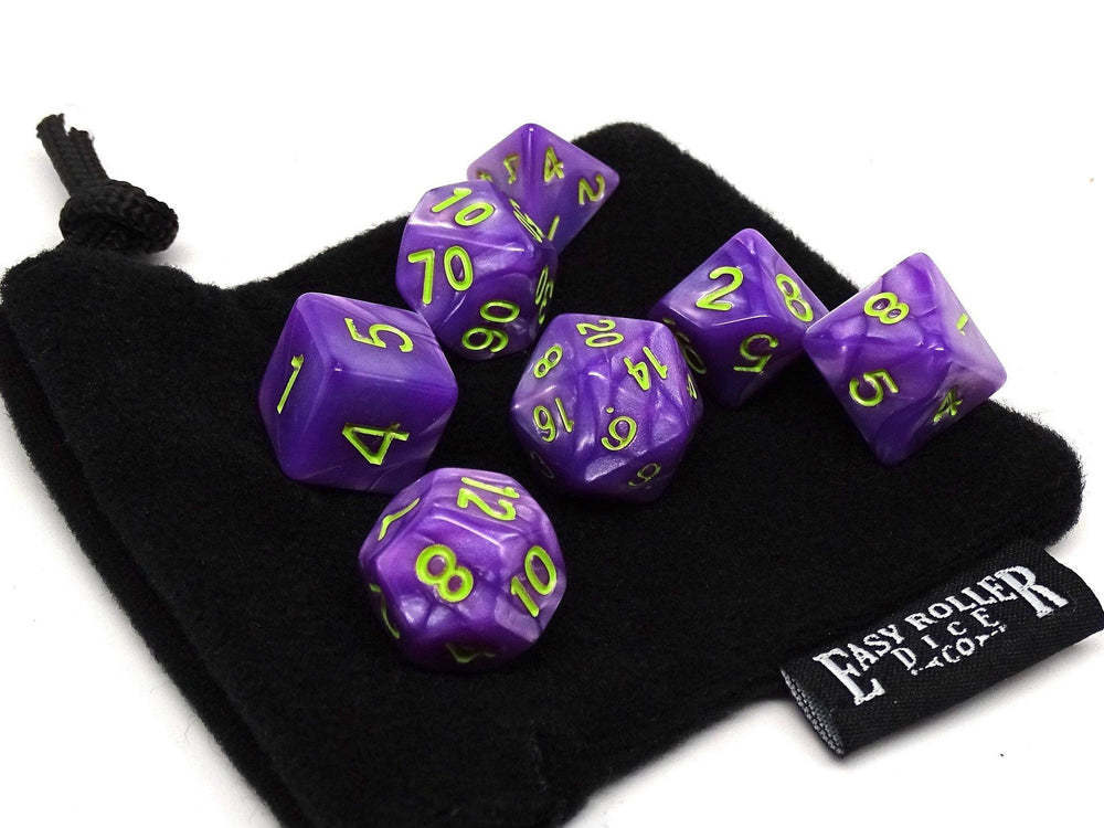 Dice Easy Roller: Poly 7 Set Marble w/Bag