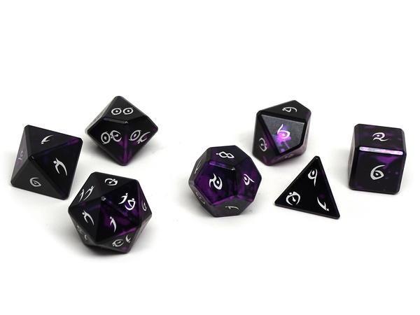 Dice Easy Roller: Poly 7 set Aluminum Elite Dice of the Elvenkind