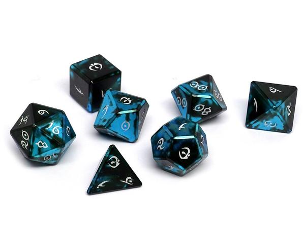Dice Easy Roller: Poly 7 set Aluminum Elite Dice of the Elvenkind