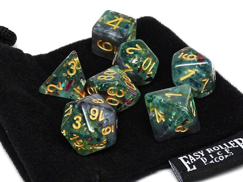 Dice Easy Roller: Poly 7 Set Marble w/Bag