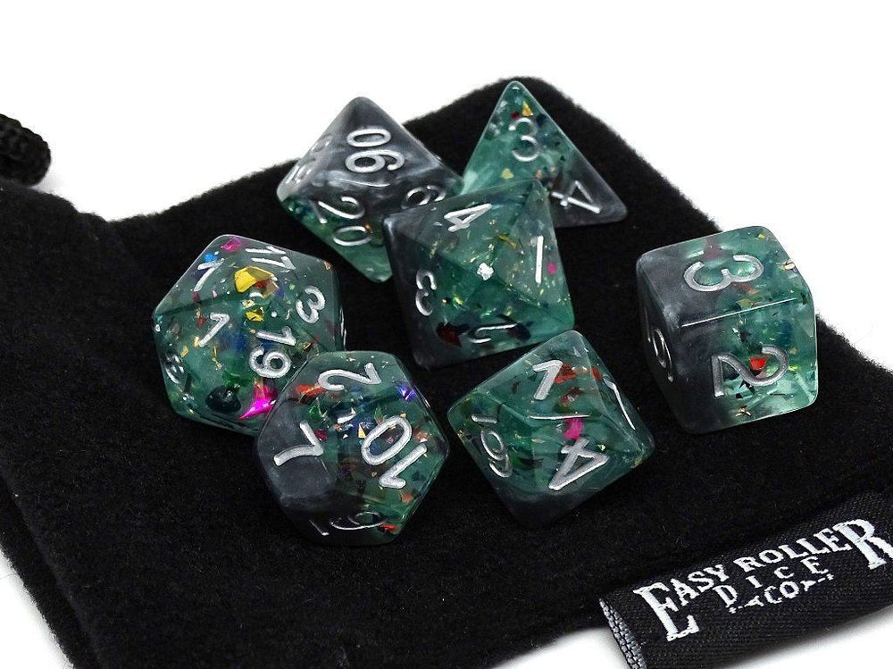 Dice Easy Roller: Poly 7 Set Marble w/Bag
