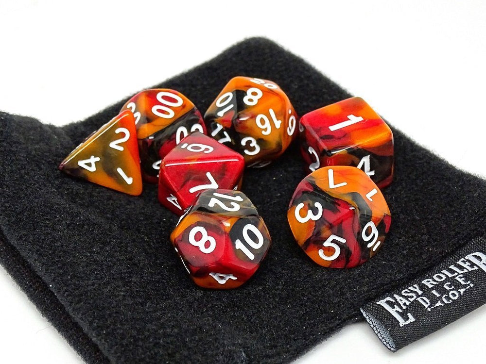 Dice Easy Roller: Poly 7 Set Marble w/Bag