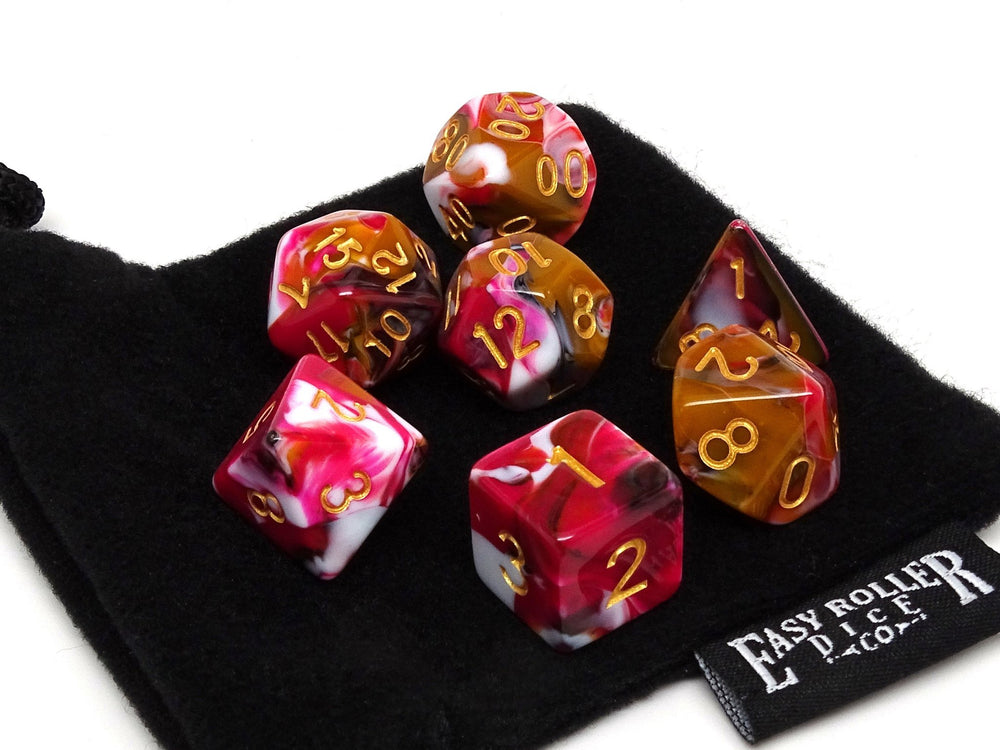 Dice Easy Roller: Poly 7 Set Marble w/Bag