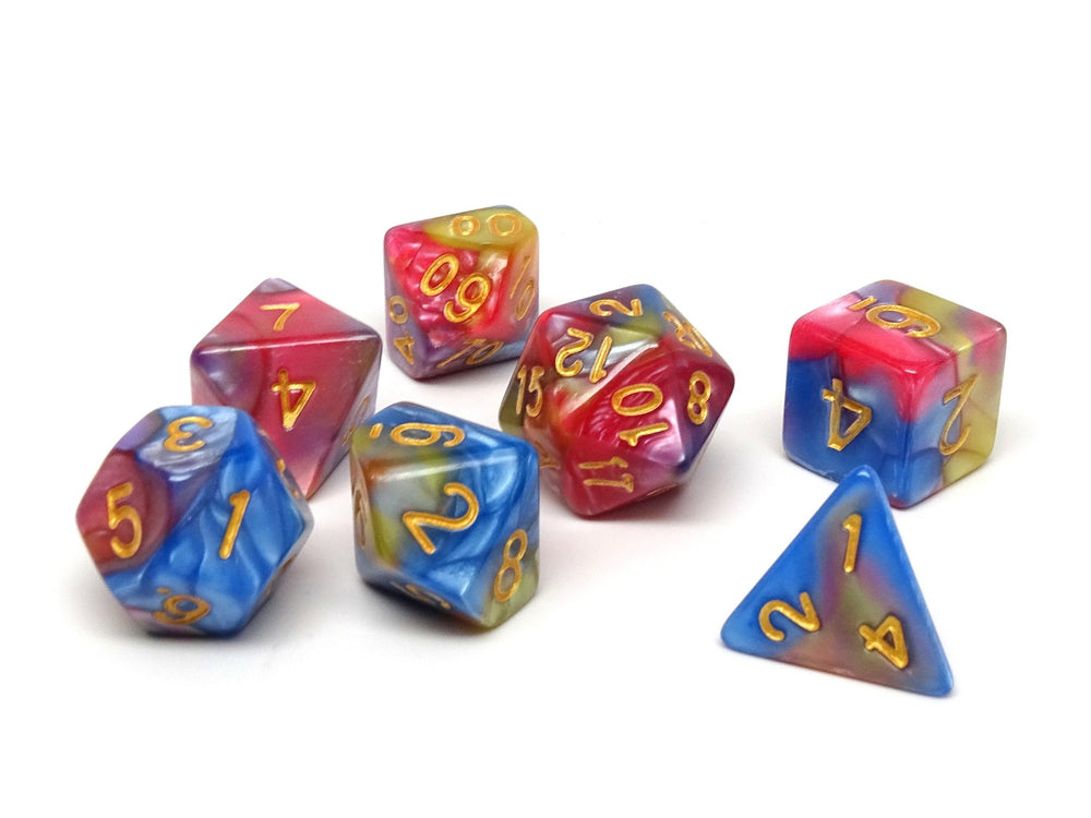 Dice Easy Roller: Poly 7 Set Marble w/Bag