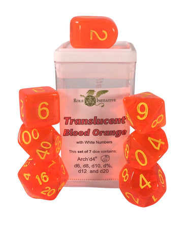 Dice Role 4 Initiative: Poly 7 Set Translucent w/ Arch'd D4