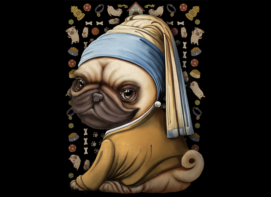 Puzzle Exploding Kittens: 1000 Piece Pug with a Peal Earing
