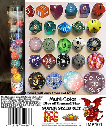 Dungeon Crawl Classics Dice: Multi-Color Dice of Unusual Size Super Sized Set