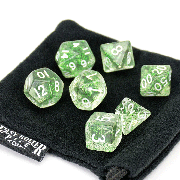 Dice Easy Roller: Poly 7 Set Sparkle w/Bag