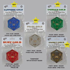 Dice D20 55mm Countdown Transparent