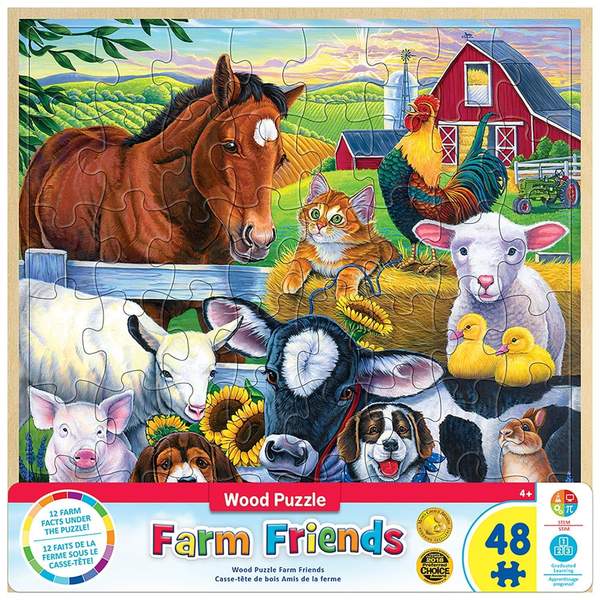 Puzzle Masterpieces:   48 piece Wood Farm Friends
