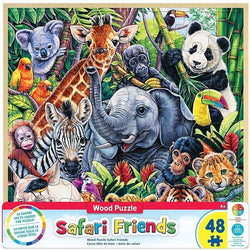 Puzzle Masterpieces:   48 Piece Wood Fun Facts - Safari Friends