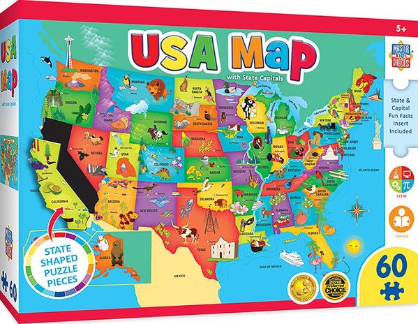 Puzzle Masterpieces: Educational - USA Map State Shaped
