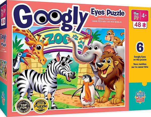 Puzzle Masterpieces:   48 Piece Googly Eyes - Zoo Animals