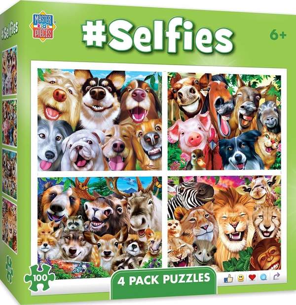 Puzzle Masterpieces:  100 Piece Selfies - 4-pack