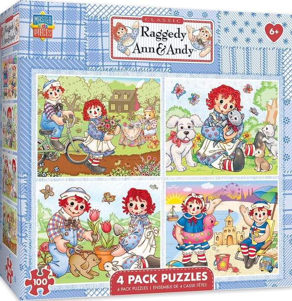 Puzzle Masterpieces:  100 Piece Raggedy Ann & Andy - 4-pack