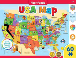 Puzzle Masterpieces: Educational - USA Map 60pc Shaped Floor Puzzle
