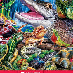 Puzzle Masterpieces:   48 Piece Wood Fun Facts - Reptile Friends