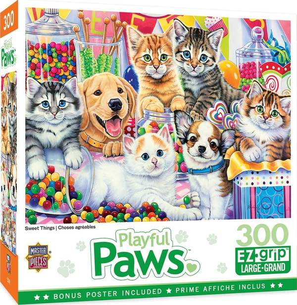 Puzzle Masterpieces:  300 piece EzGrip Playful Paws - Sweet Things