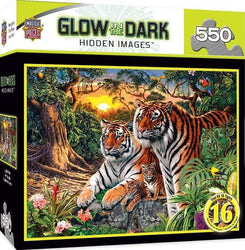 Puzzle Masterpieces:  500 Piece Hidden Images Glow In The Dark - Jungle Pride