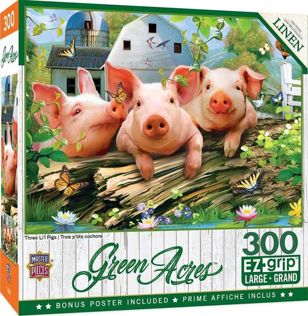 Puzzle Masterpieces:  300 piece EzGrip Green Acres - Three 'Lil Pigs