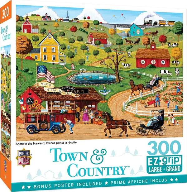 Puzzle Masterpieces:  300 Piece EZGrip Town & Country - Share in the Harvest