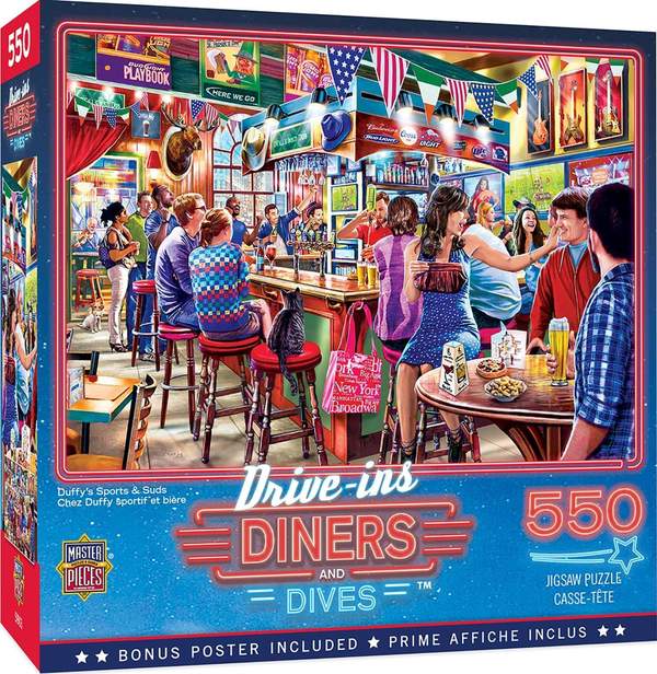 Puzzle Masterpieces:  550 Piece Drive-Ins, Diners and Dives - Duffy's Sports & Suds