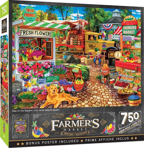 Puzzle Masterpieces:  750 Piece Farmer's Market - Sale on the Square