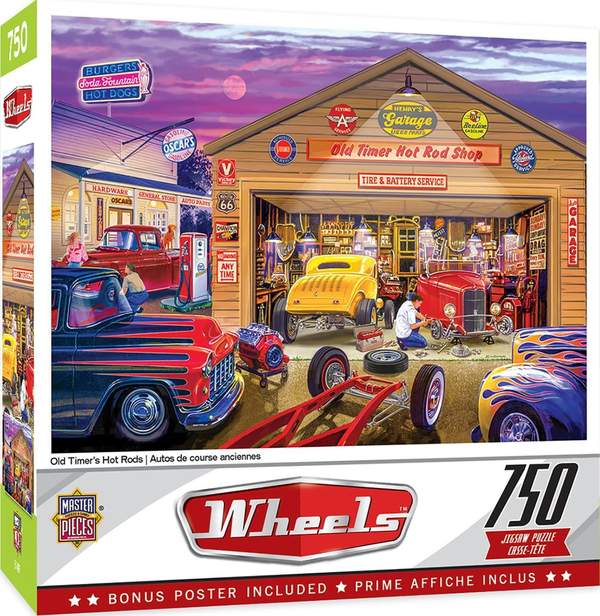 Puzzle Masterpieces:  750 Piece Wheels - Old Timer's Hot Rods