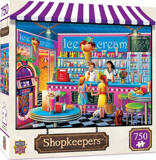Puzzle Masterpieces:  750 Piece Shopkeepers - Anna's Ice Cream Parlor