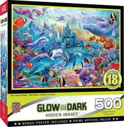 Puzzle Masterpieces:  500 Piece Hidden Images Glow In The Dark - Sea Castle Delight