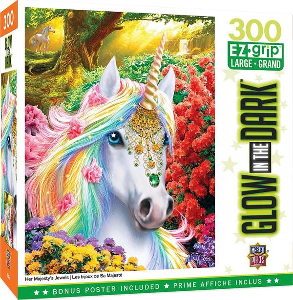 Puzzle Masterpieces:  300 Piece EZGRip Glow in the Dark - Her Majesty's Jewels