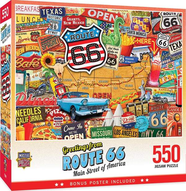Puzzle Masterpieces:  550 Piece Greetings From - Route 66