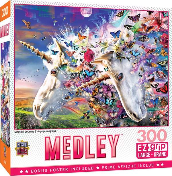 Puzzle Masterpieces:  300 piece EzGrip Medley - Unicorns & Butterflies