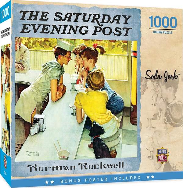 Puzzle Masterpieces: 1000 piece Saturday Evening Post Norman Rockwell Soda Jerk