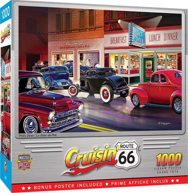 Puzzle Masterpieces: 1000 Piece Cruisin‘ Rt66 - Phil's Diner