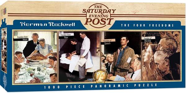 Puzzle Masterpieces: 1000 Piece Panoramic Norman Rockwell - The Four Freedoms